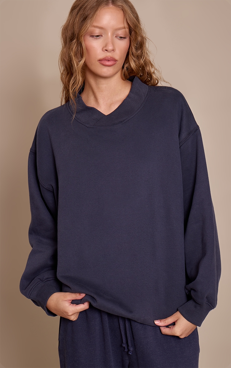Navy Crossfront Sweatshirt