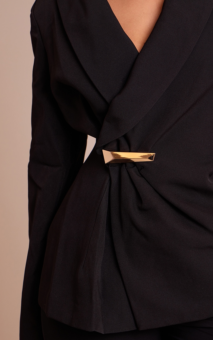 Petite Black Asymmetric Style Wrap Blazer image 4