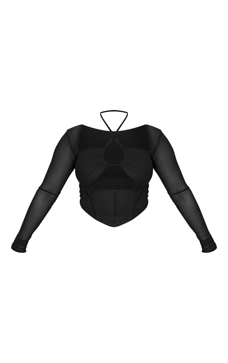 Shape Top corset en mesh noir à découpes image 5
