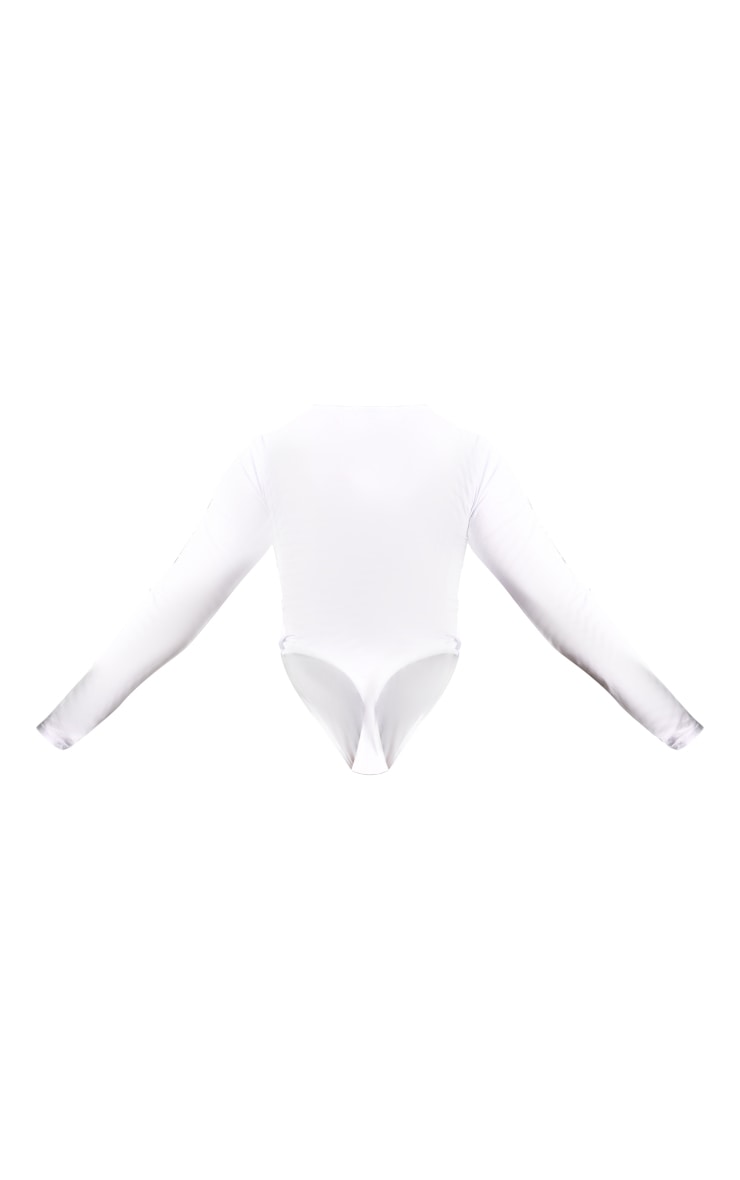 Plus White Cotton Long Sleeve Bodysuit image 6