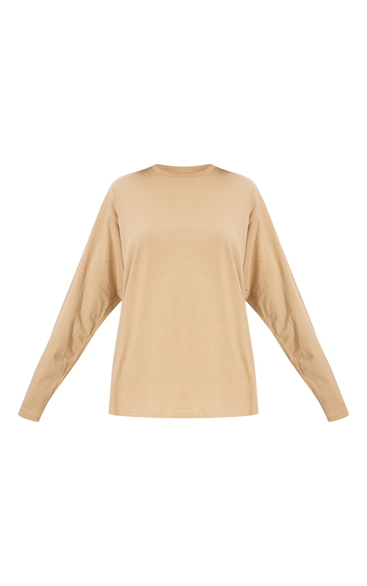 T-shirt oversize en coton gris pierre clair à manches longues image 5