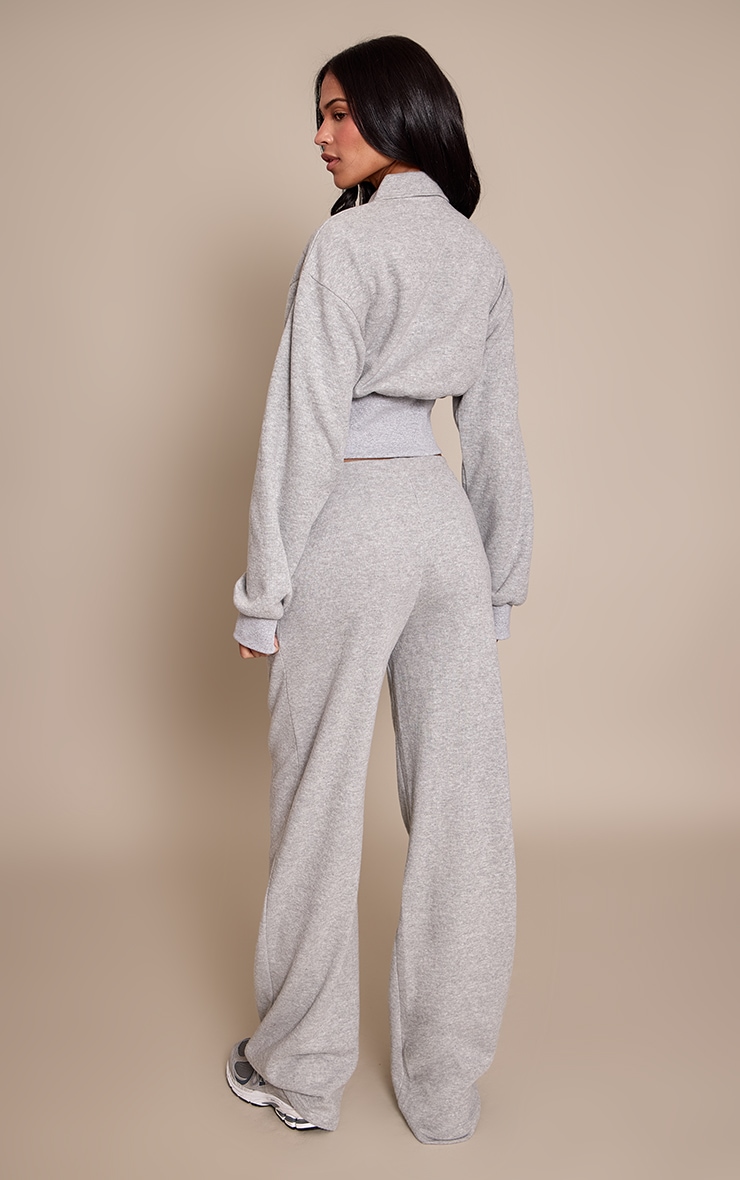 Tall Grey Marl Brushed Rib Straight Leg Pant image 3