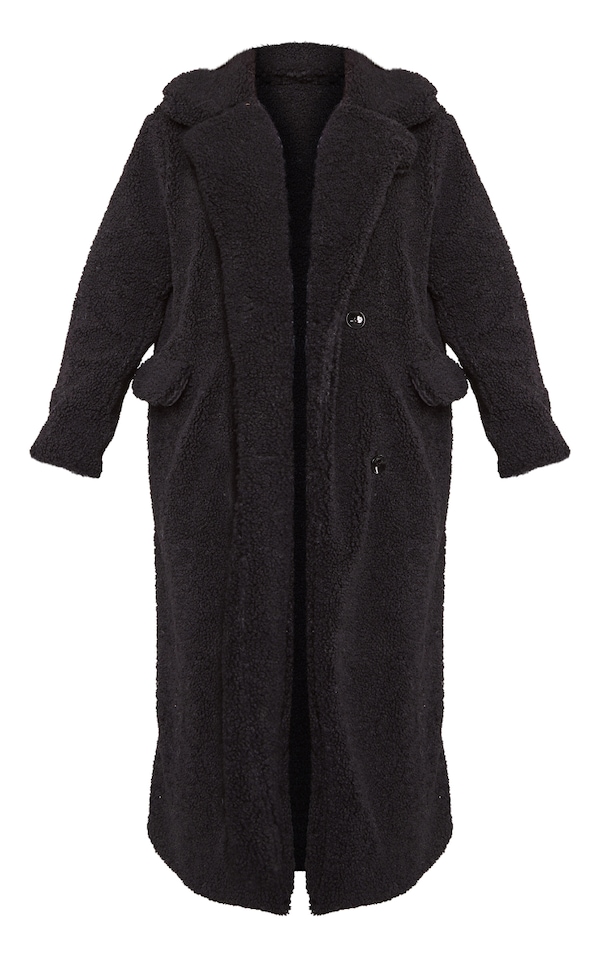 petite ecru borg tie waist puffer coat