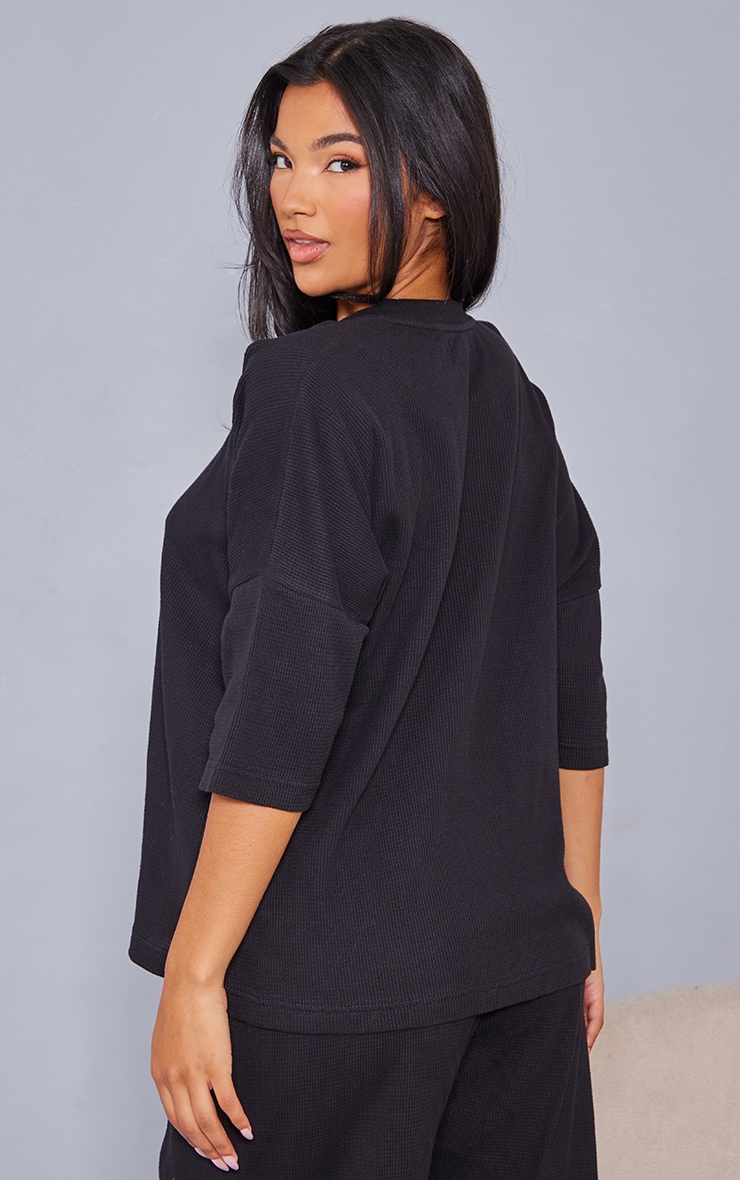 Black Waffle Oversized Long Sleeve Pj T-shirt image 2