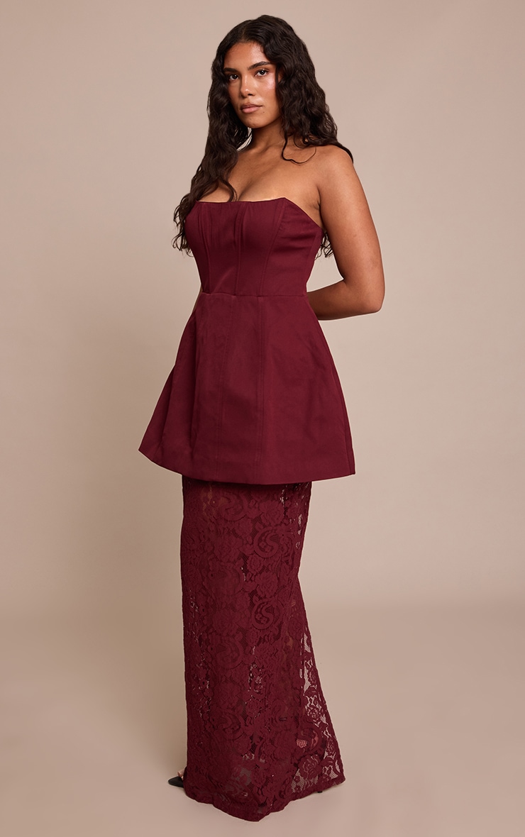 Shape Plum Structured A Line Lace Hem Maxi Dress image 3