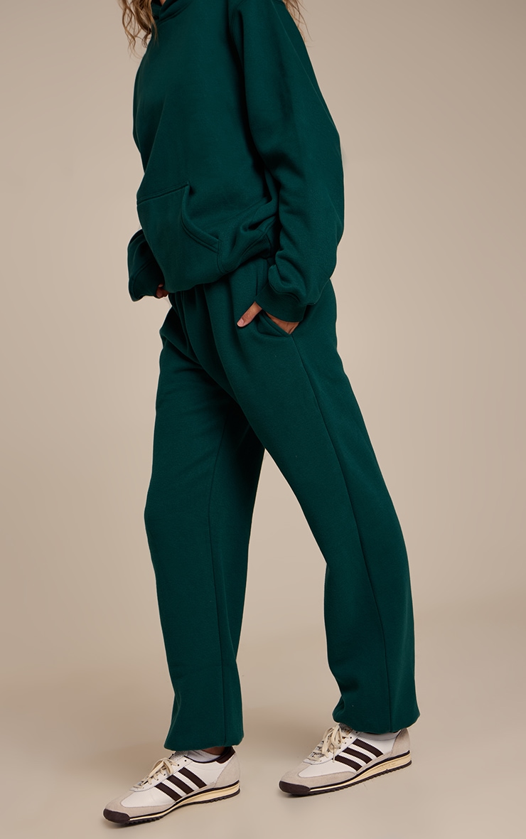 Pine Green Cotton Fleece Cuffed Sweat Pants image 2