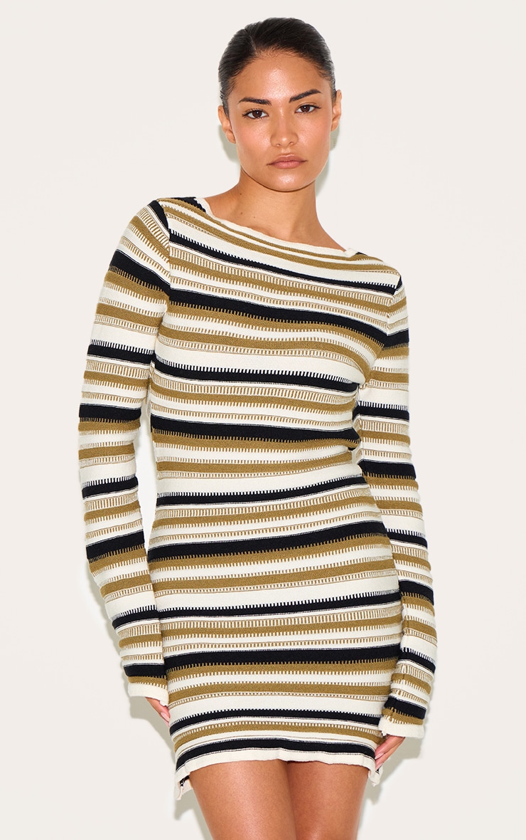Striped Knit Dress | PrettyLittleThing CA