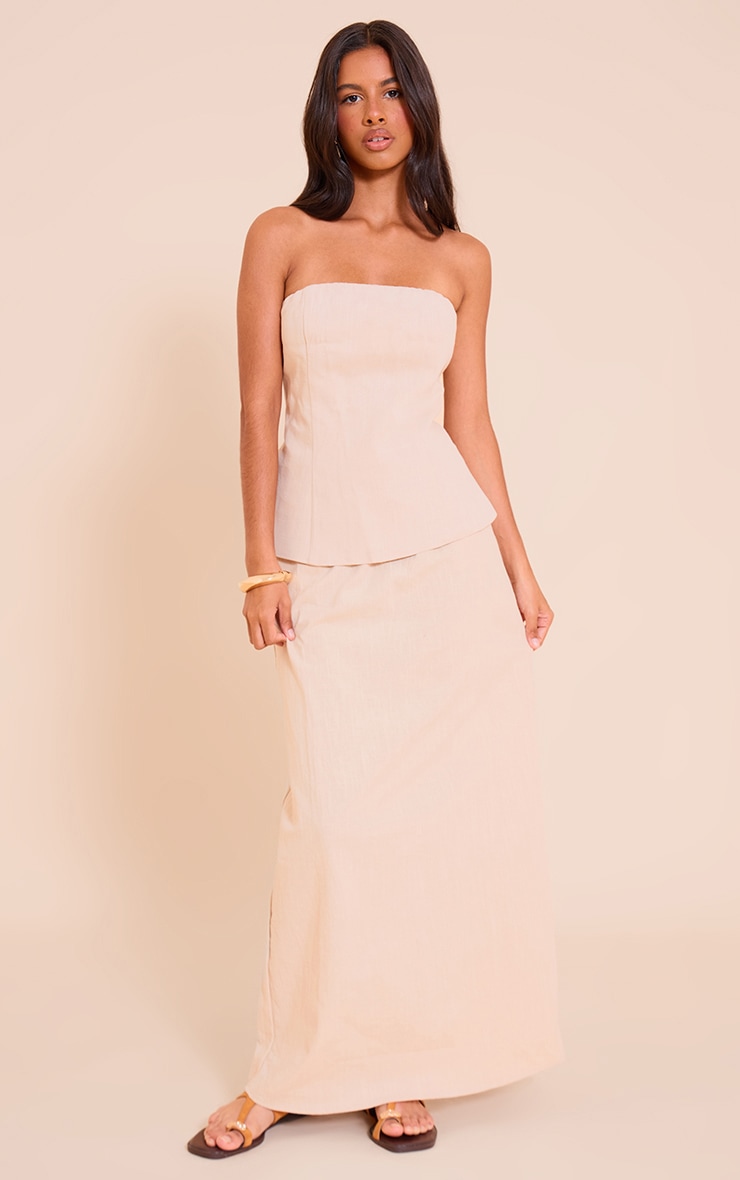 Petite Natural Premium Linen Look Longline Bandeau Top image 3
