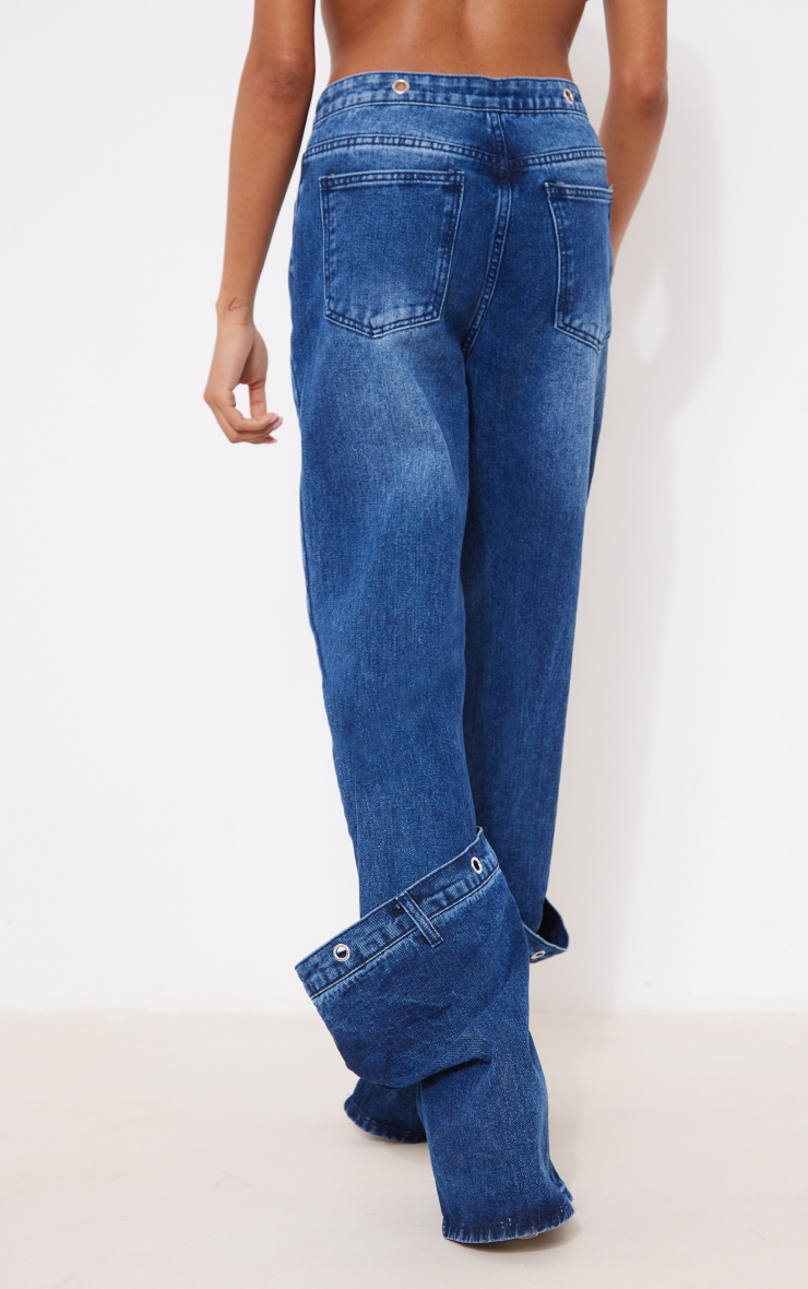 Dark Indigo Eyelet Detail Baggy Boyfriend Jeans image 3