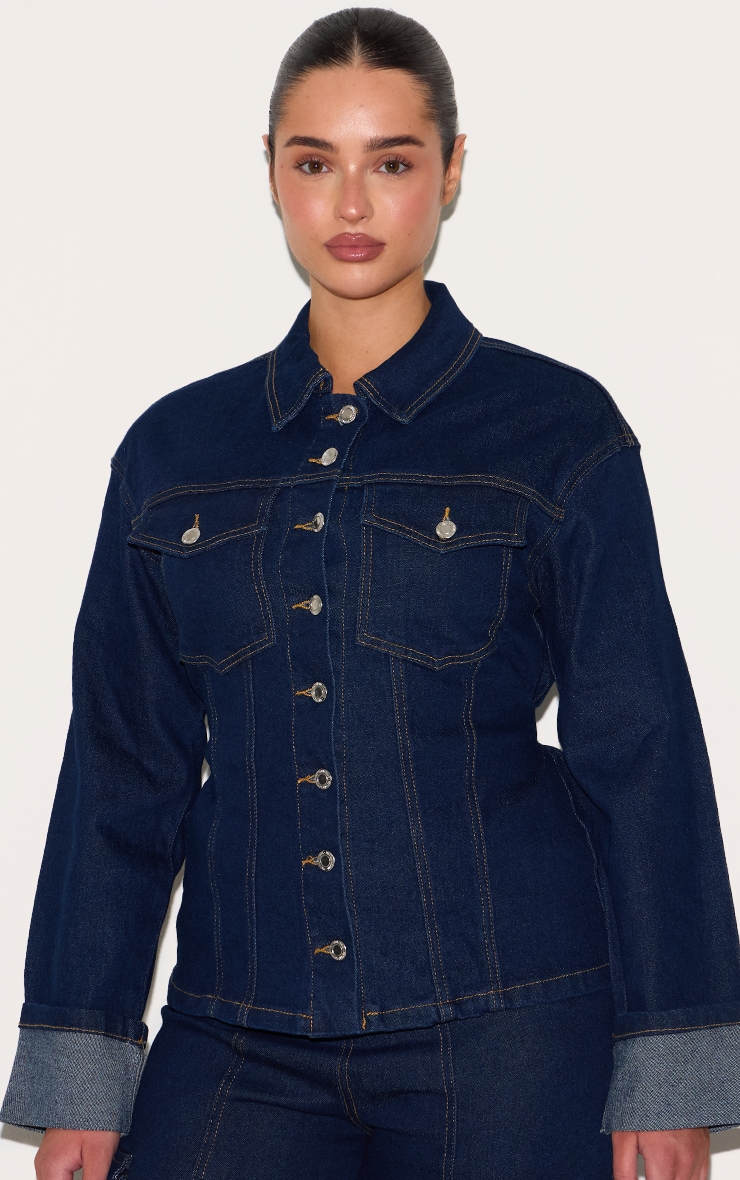 Shape Veste en jean stretch indigo à manchettes repliées et taille ajustables dans le dos image 4