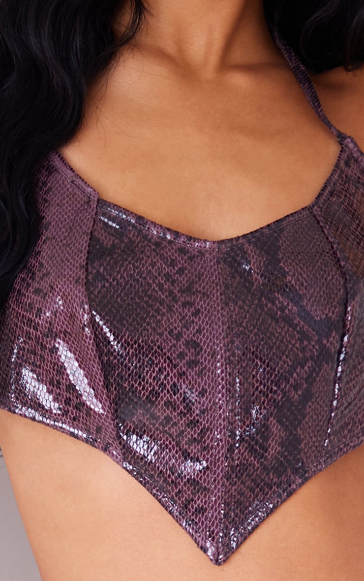 Tall  Chocolate Snake Faux Leather Pointed Corset image 4