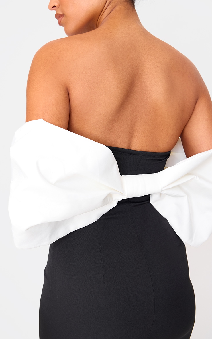 Tall Black Bow Detail Bodycon Midaxi Dress image 4