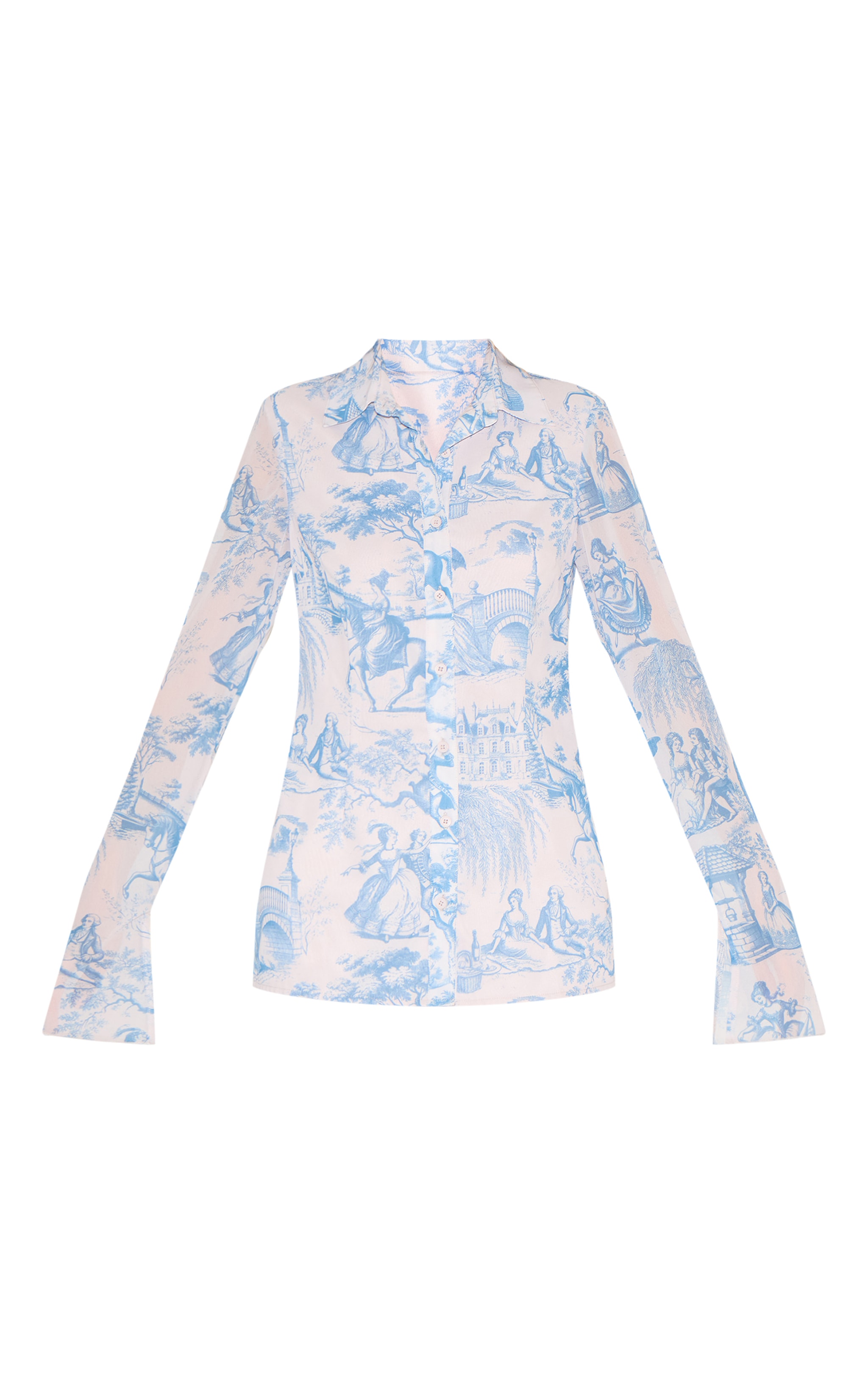 Chemise ajustée en mousseline de soie bleu clair imprimé image 5