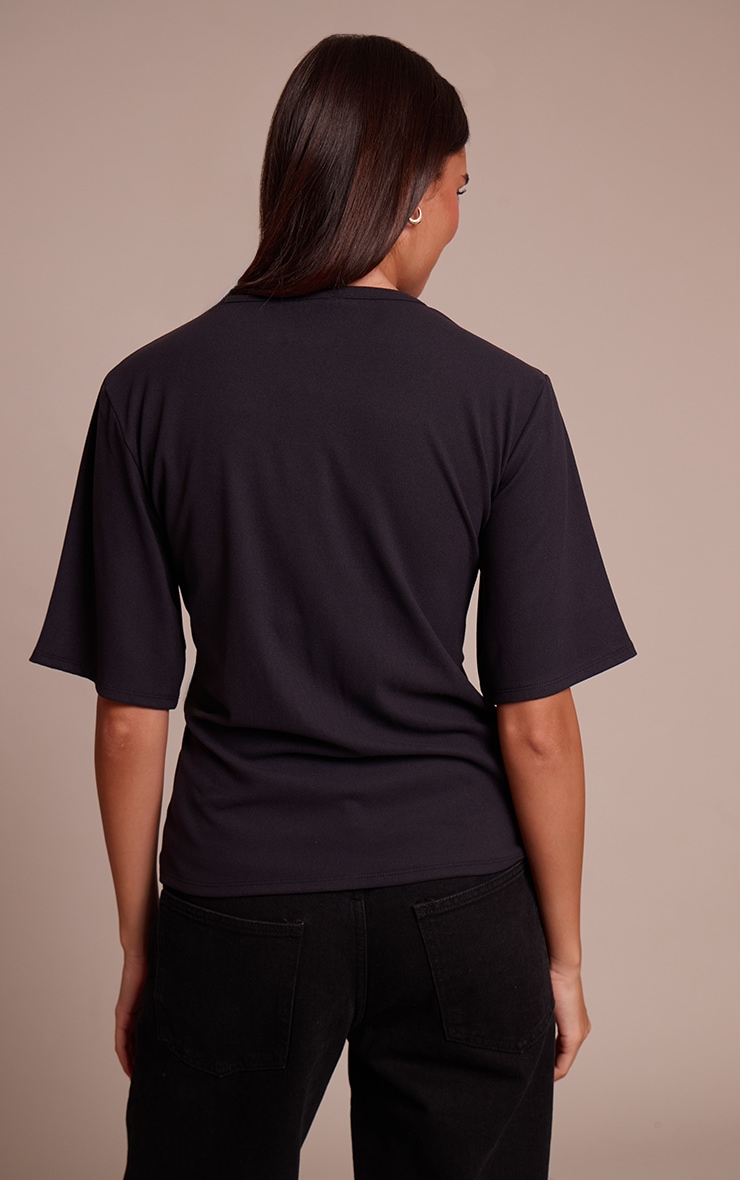 T-shirt oversize très doux noir froncé image 2