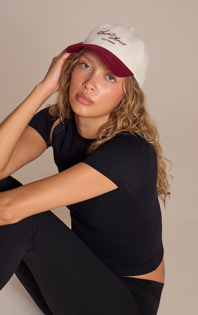 Cream and Burgundy Santa Monica Baseball Cap