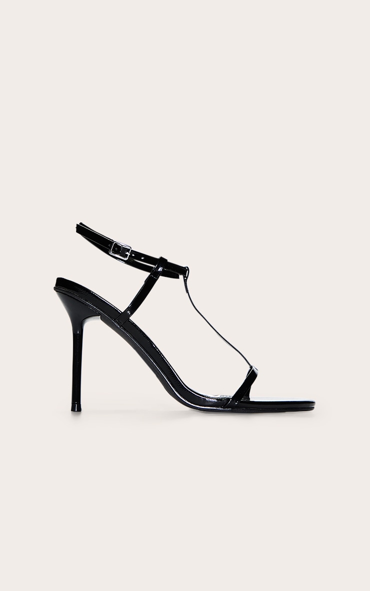 Black Crinkle Cage Heeled Sandal image 2