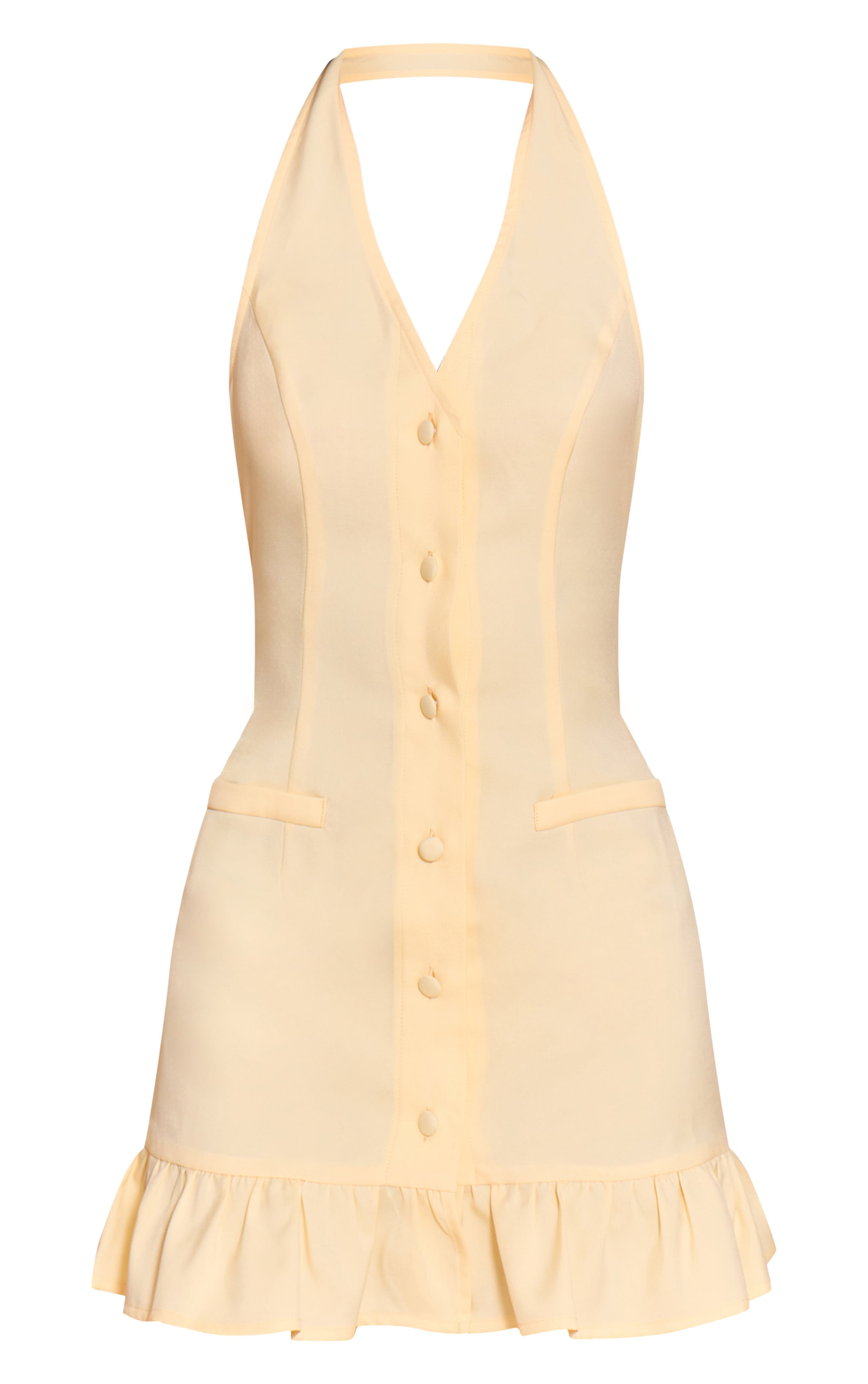 Lemon Tailored Woven Button Down Frill Hem Shift Dress image 5