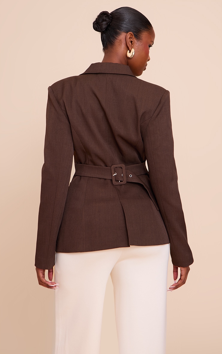 Dark Brown Cinched Back Single Breasted Blazer image 2
