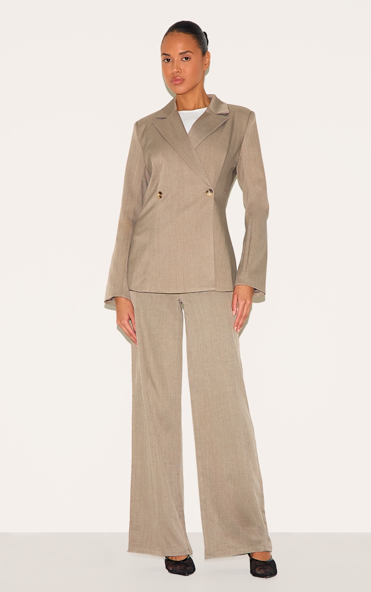 Pantalon large de tailleur ajusté tissé deluxe café au lait foncé image 2