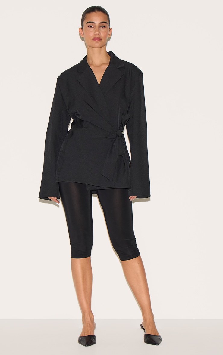 Black Tie Front Structured Blazer image 3