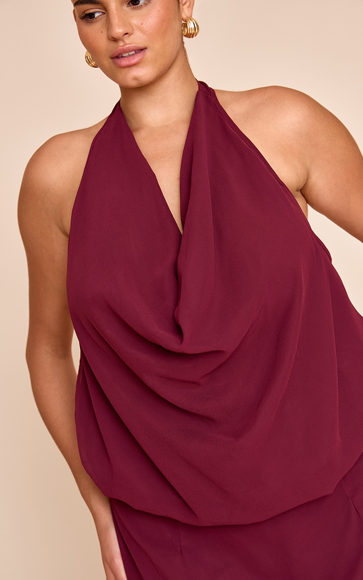 Plus Plum Chiffon Cowl Neck Maxi Dress image 4