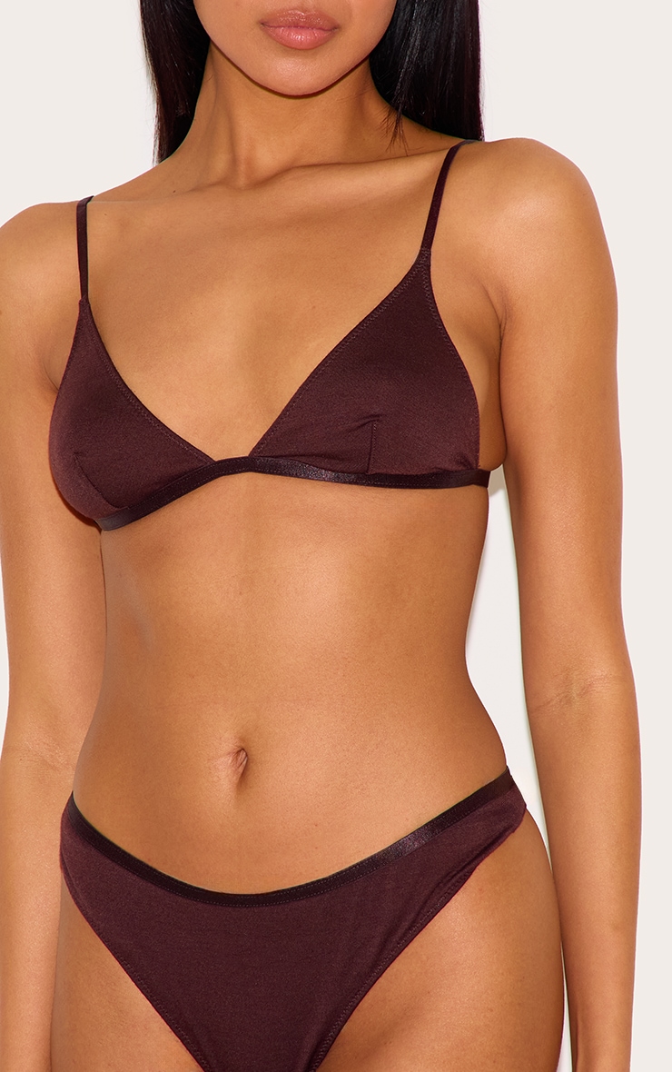 Chocolate Jersey Triangle Basic Lingerie Set image 4