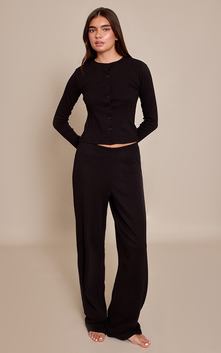 Black Button Up Pyjama Top image 3