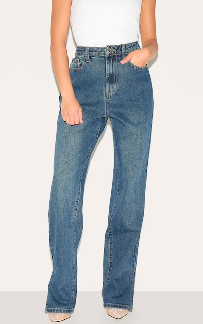 Petite Brown Blue Acid Split Hem Jeans