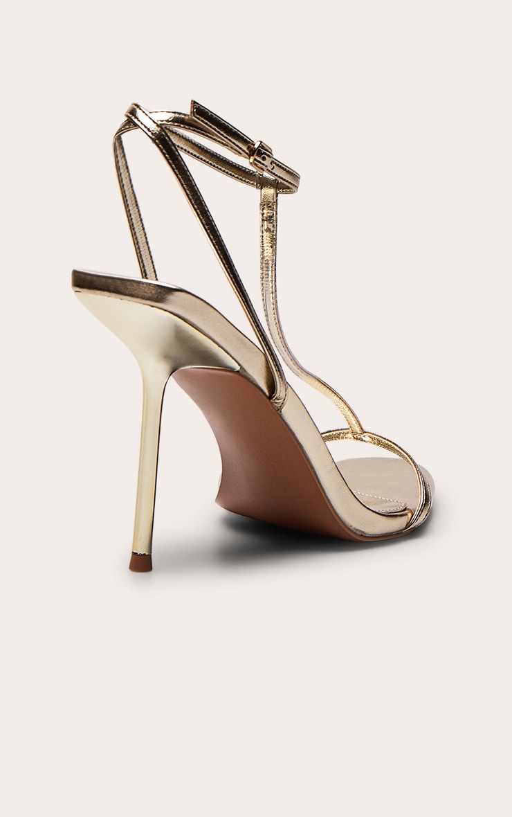 Gold T Bar Almond Toe Heeled Sandals image 4