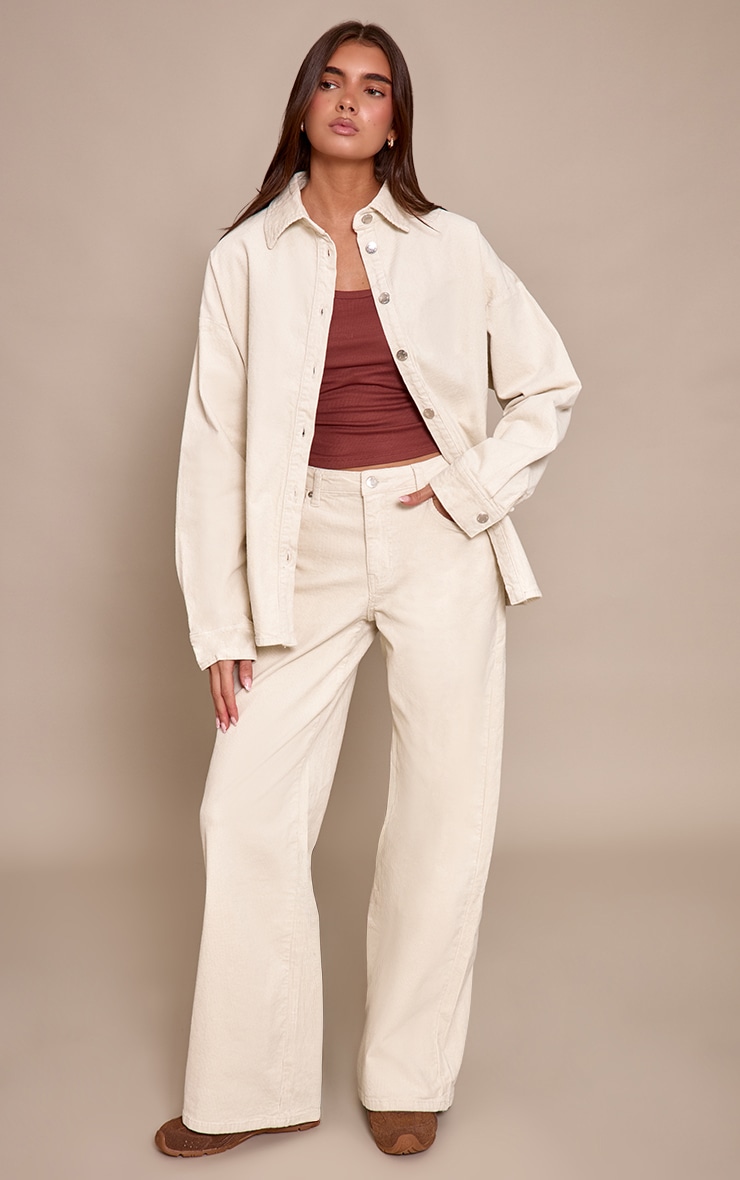 Ecru Cord Wide Leg Jeans image 1