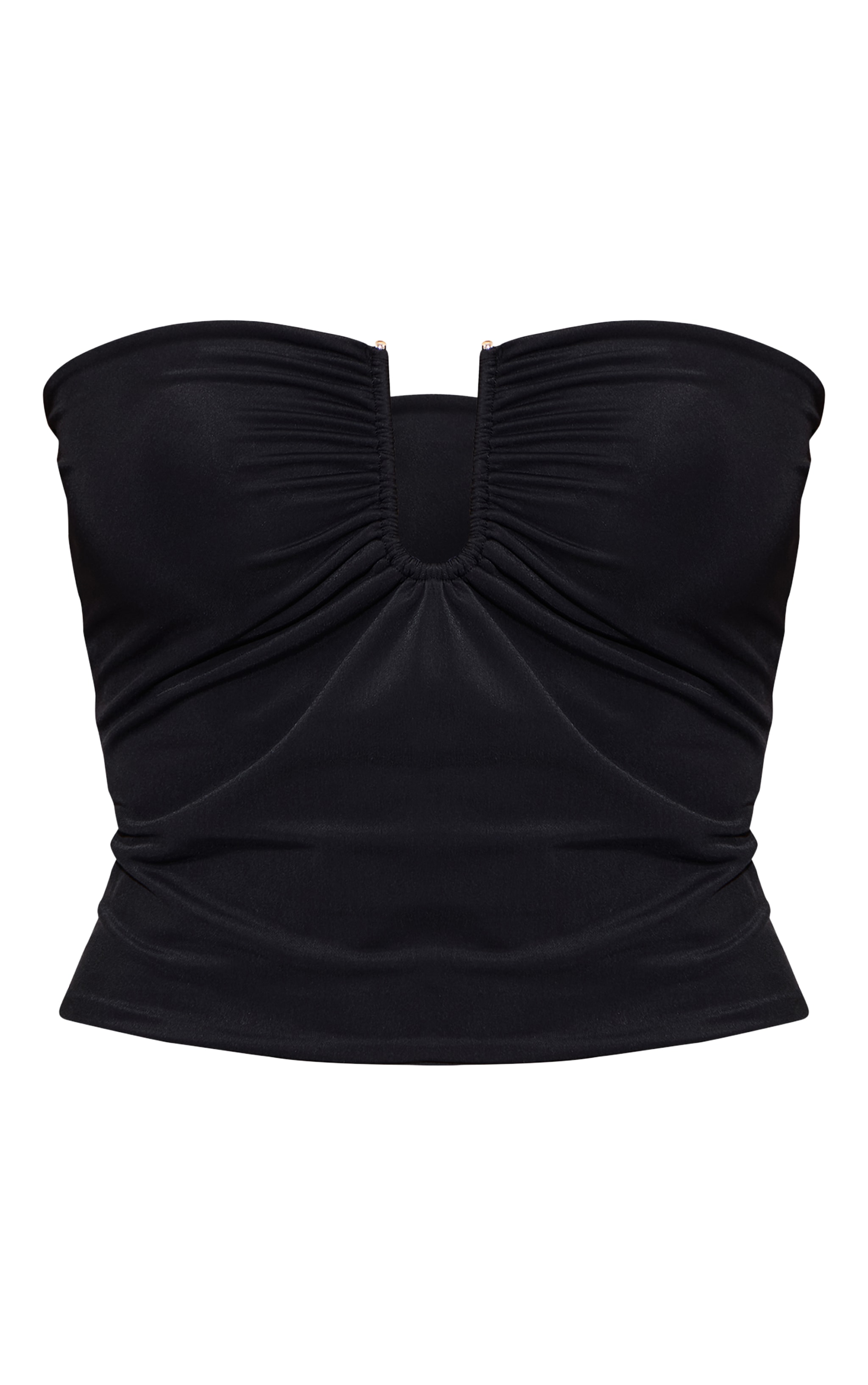 Top bustier en Sculpt mat noir froncé à barre en V image 5