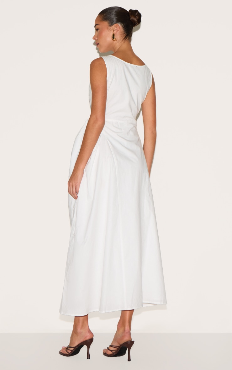 Robe longue en coton blanc à col bateau image 2