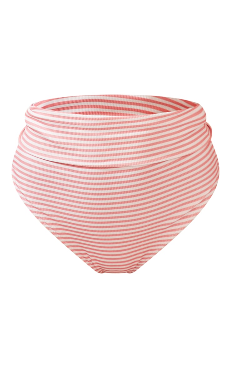  Clay Stripe Rib Tie Waist Bikini Bottoms image 1