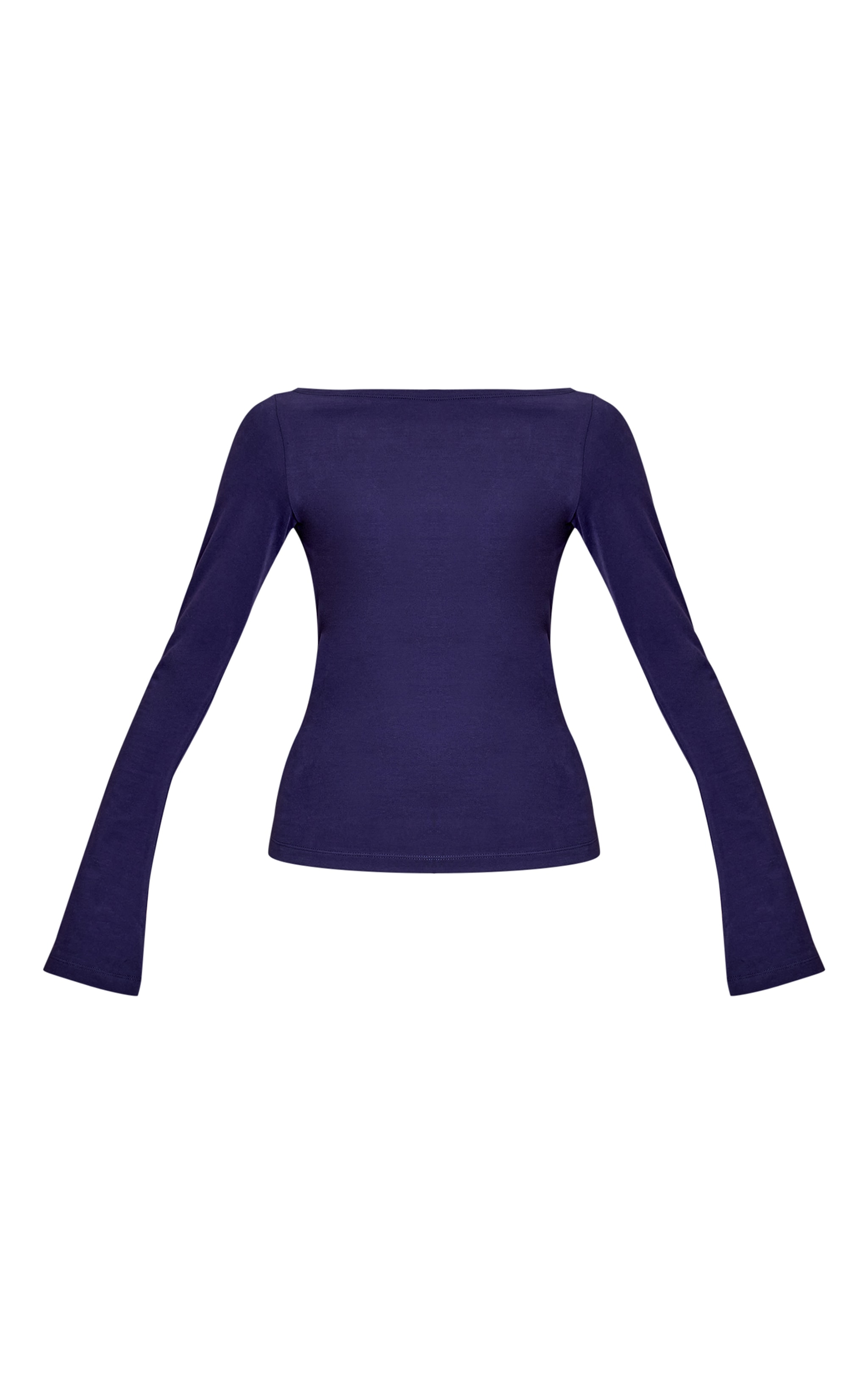 Dark Indigo Soft Cotton Boat Neck Flared Long Sleeve Top image 5