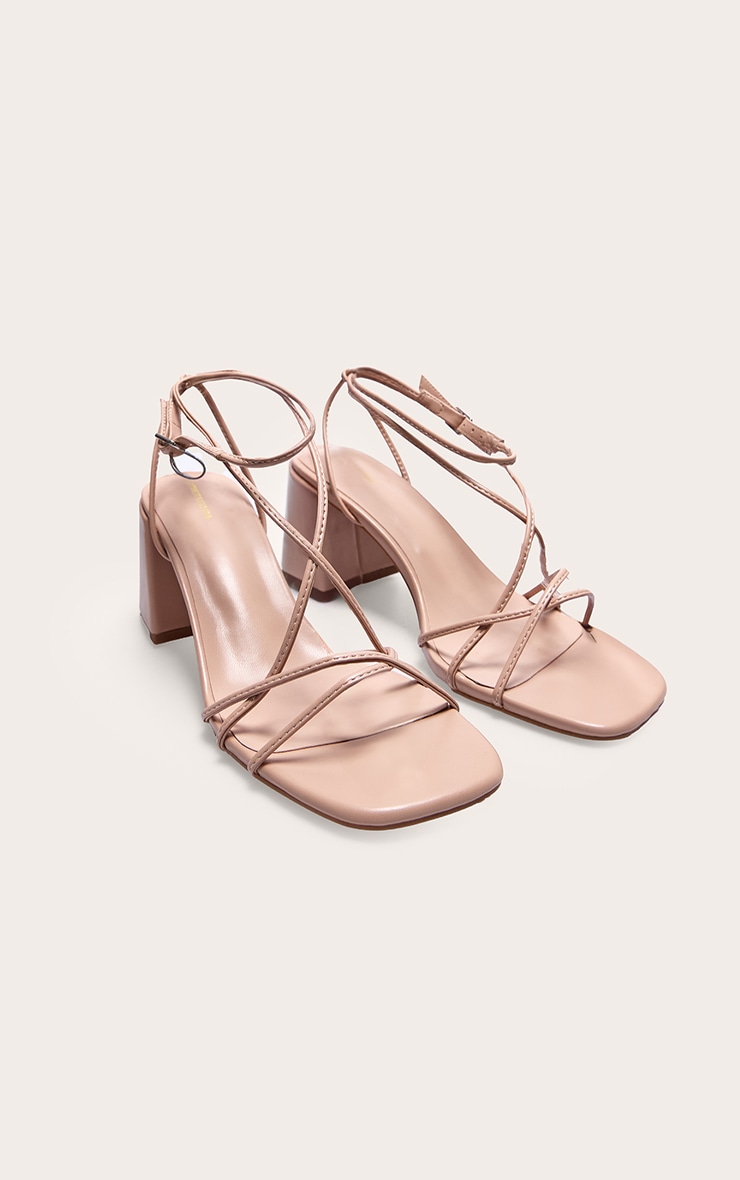 Sandales rondes en PU nude à talon carré moyen et brides fines image 2