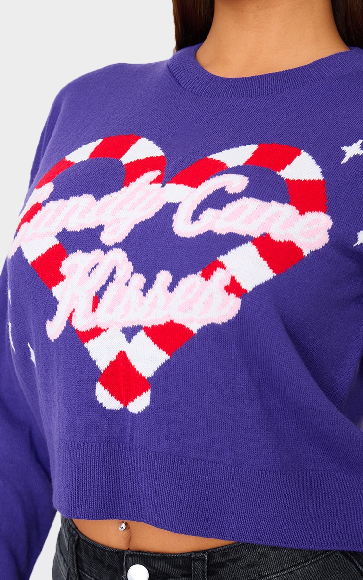 Purple Candy Cane Kisses Cropped Christmas Sweater image 4