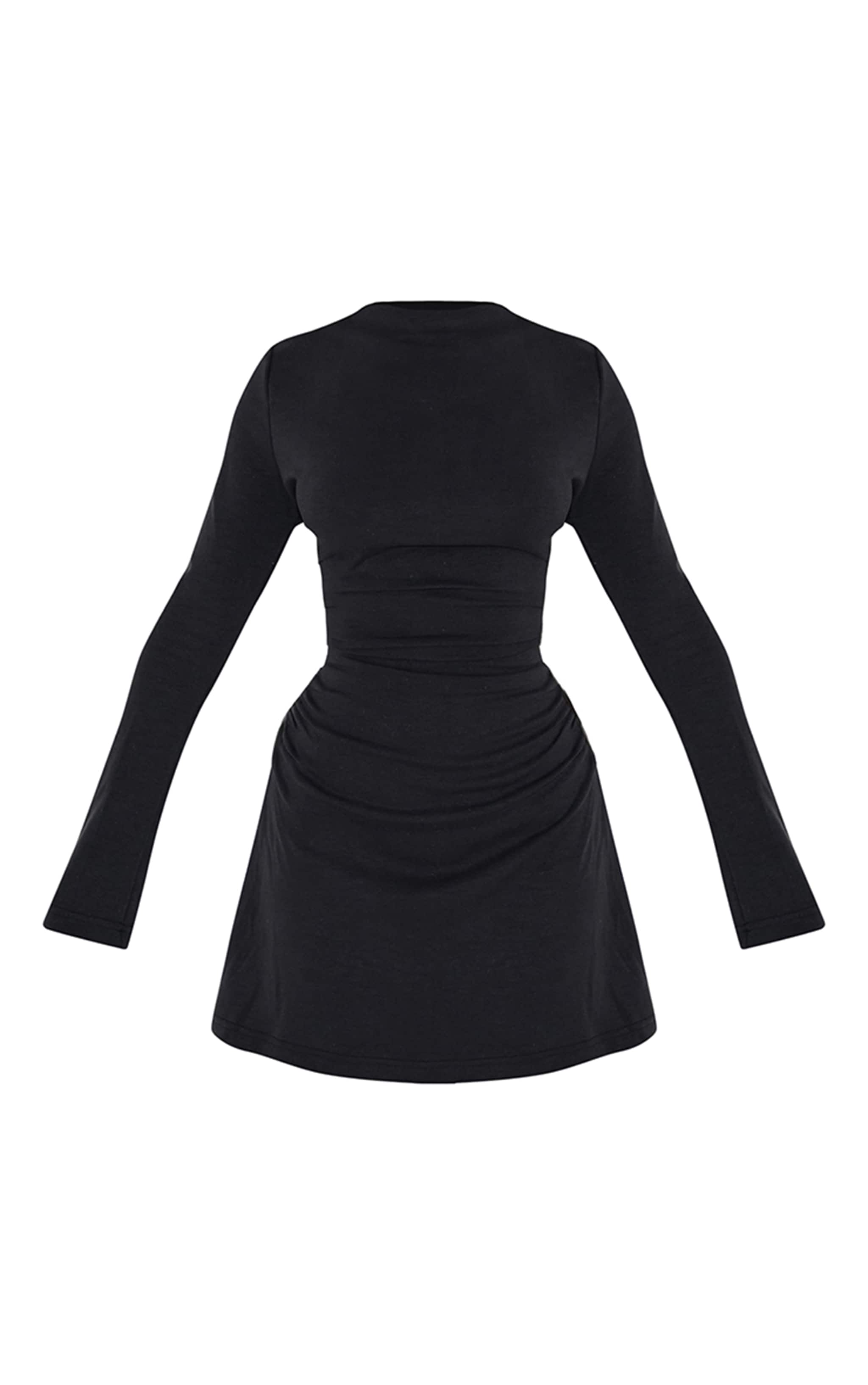 Petite Black Modal Long Sleeve Ruched Mini Dress image 5