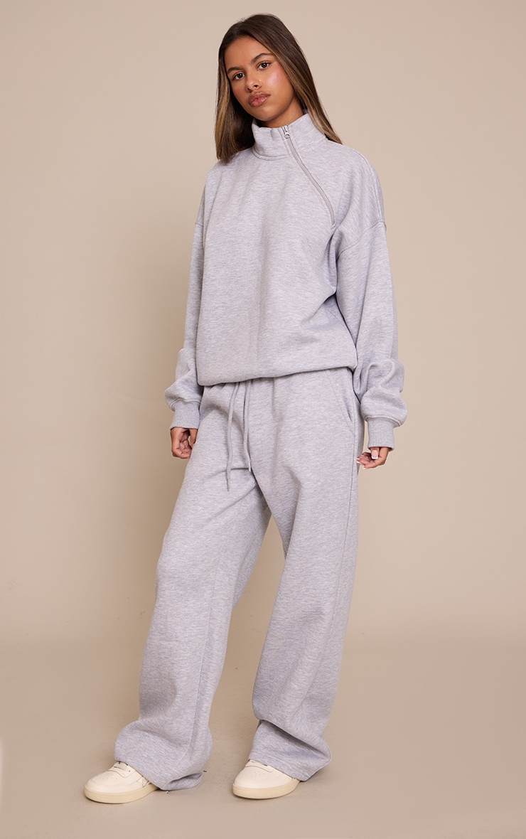 Petite Ash Grey Drawstring Wide Leg Sweatpants  image 2