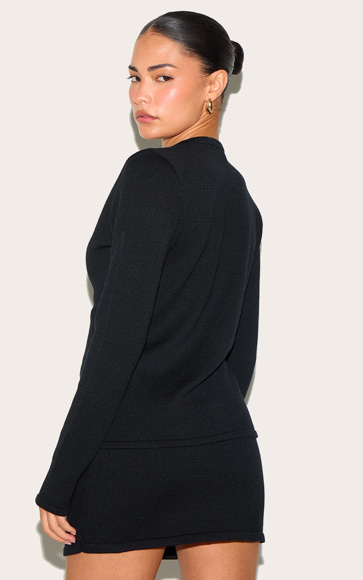 Petite Black Fine Knitted Longline Cardigan image 2