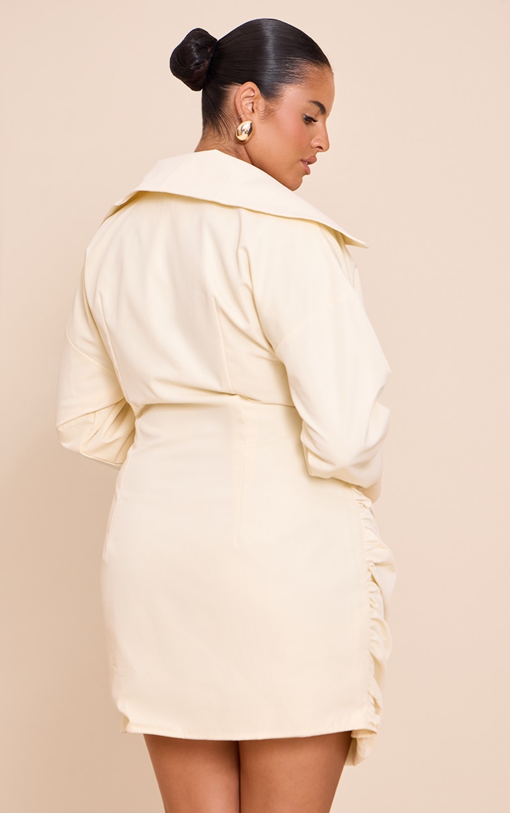 Plus Butter Yellow. Plunge Deep Cuff Shirt Dress image 2