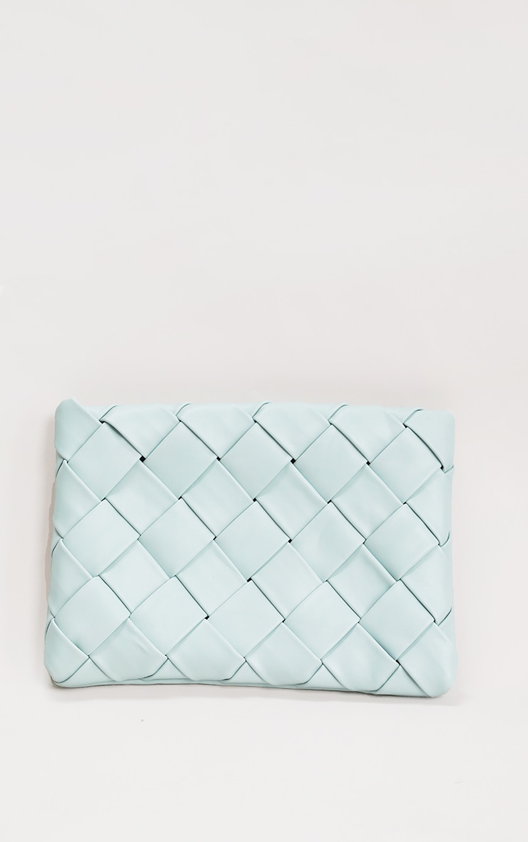Mint Green PU Woven Oversized Clutch