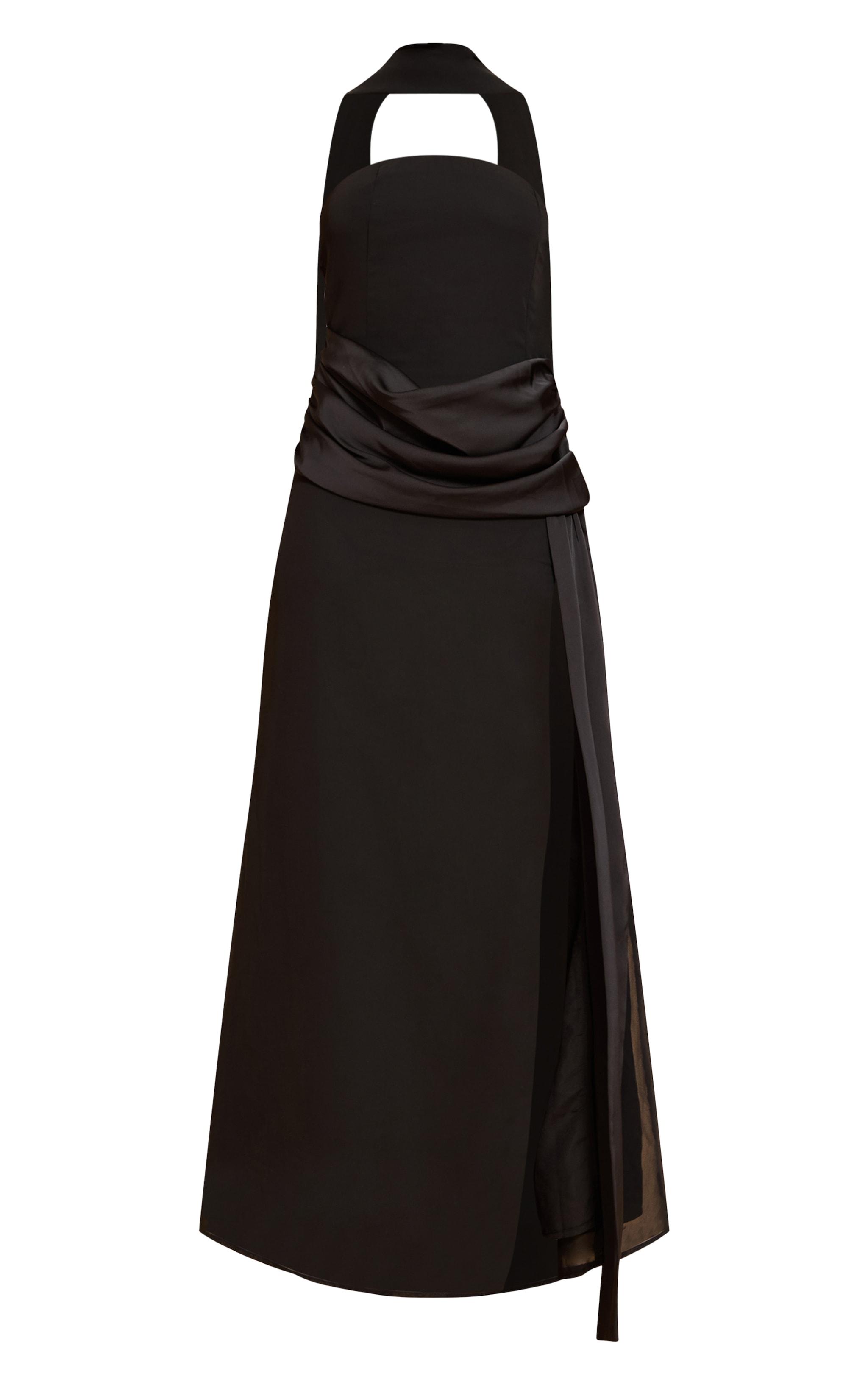 Robe bustier longue noire à détail drapé image 5