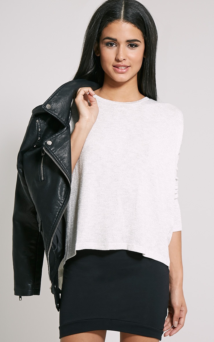 Sofia White Wrap Back Metallic Knit Top | PrettyLittleThing