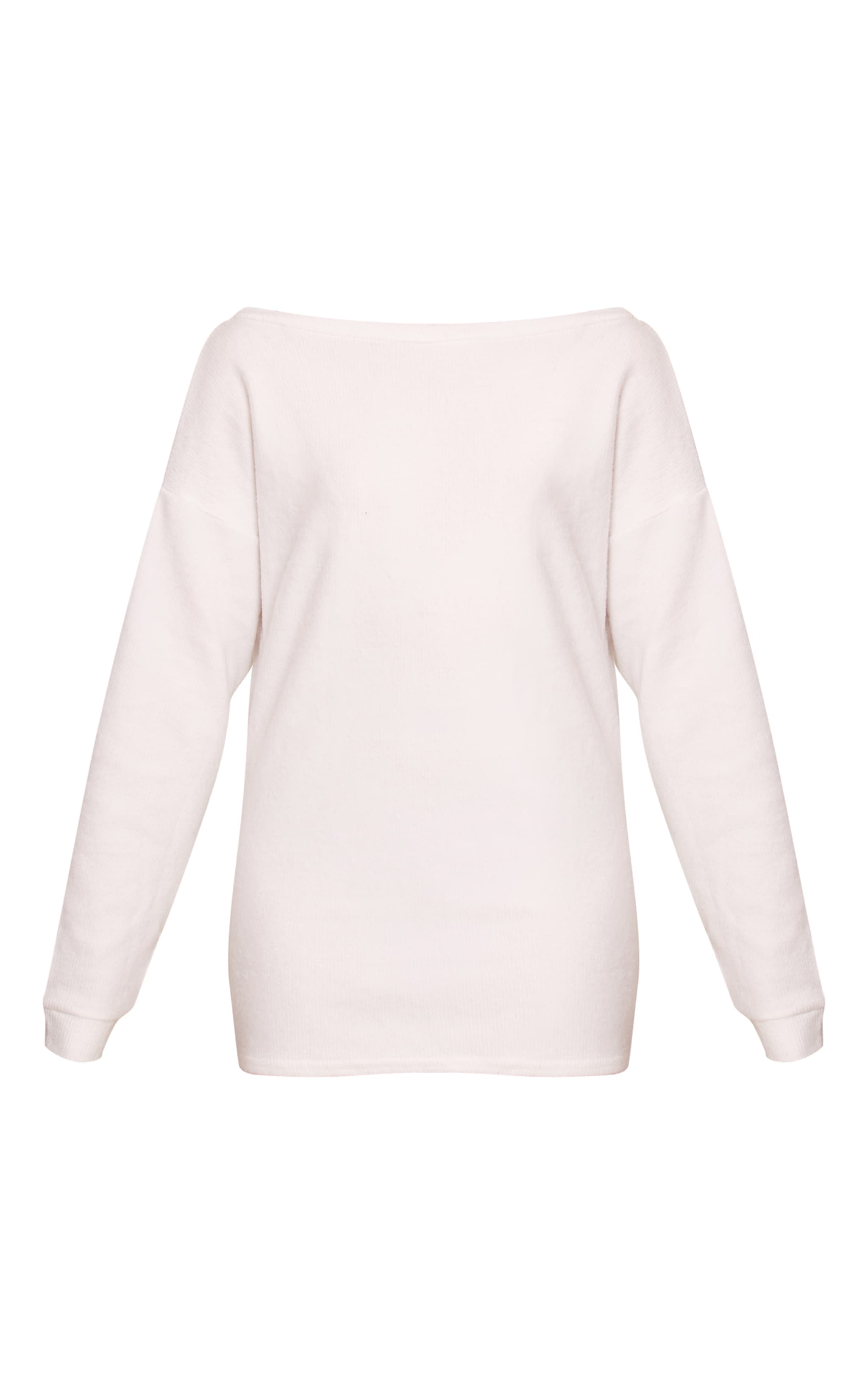 Mini robe brossée crème à dos en V et manches longues image 5