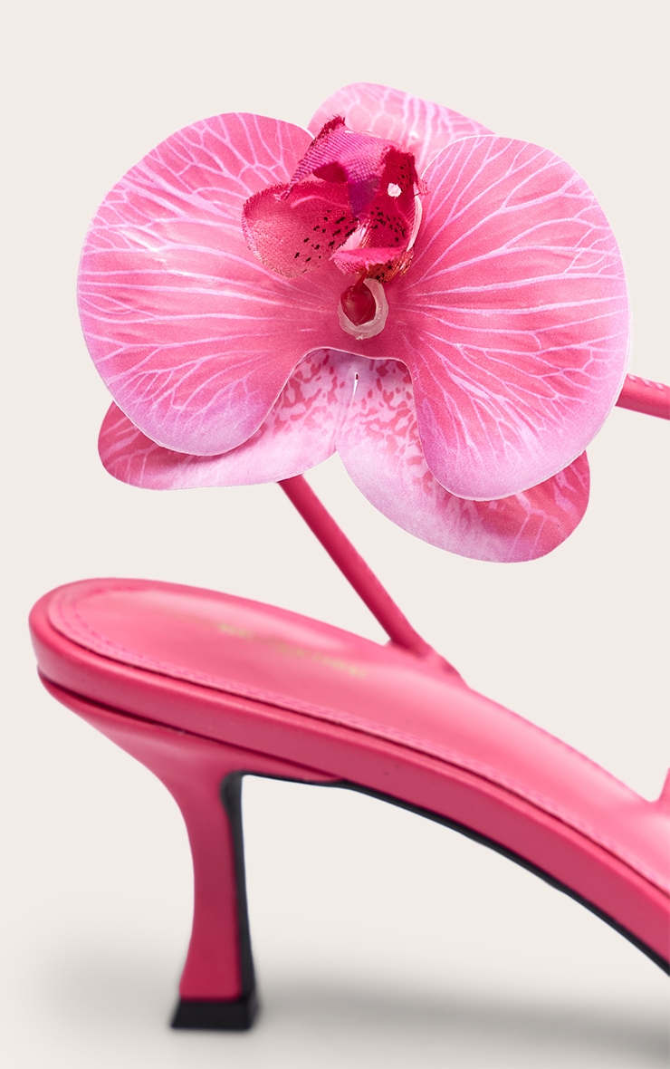 Pink Hibiscus Flower Kitten Heel Slingback image 5