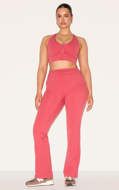 Shape Pantalon de sport yoga rose froncé à taille haute