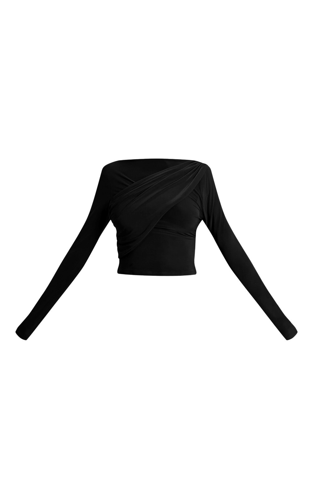 Black Double Layer Slinky Drape Top image 5