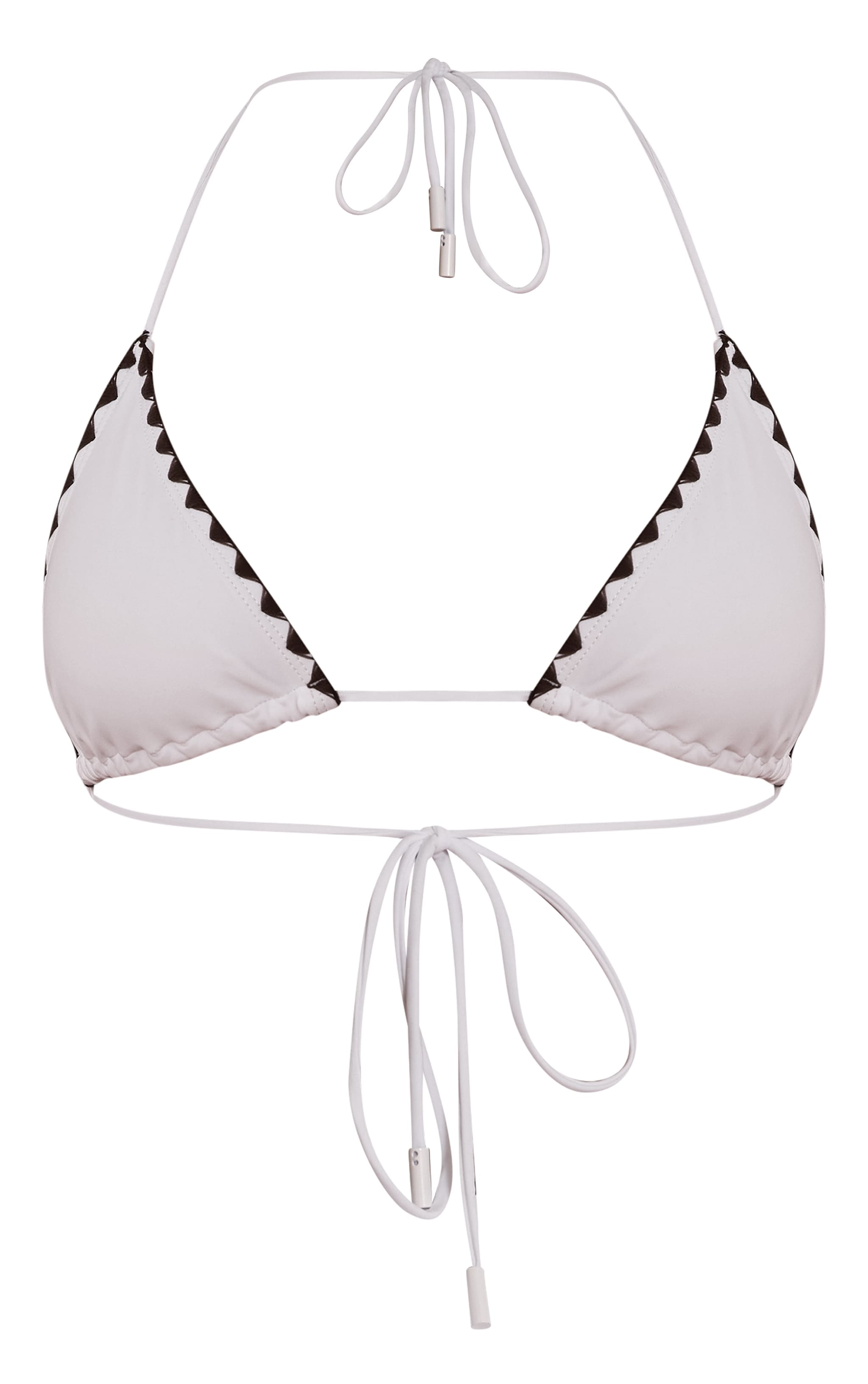 White Whip Stitch Triangle Bikini Top image 5