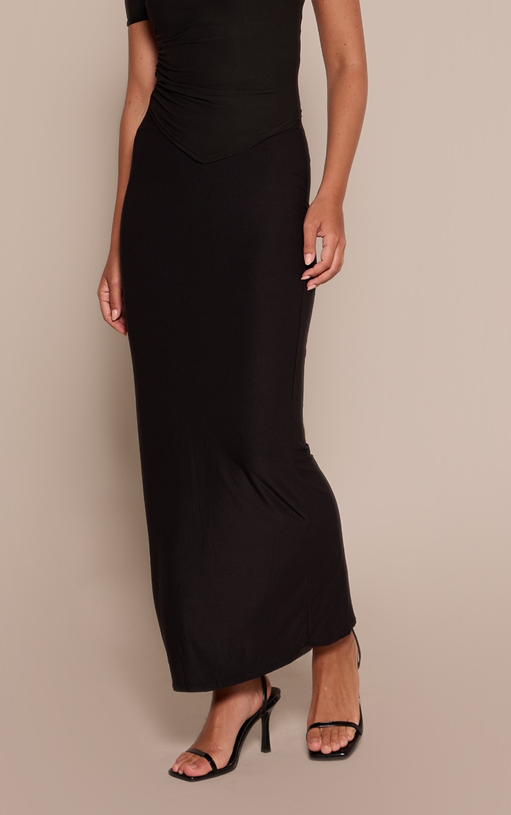 Black Soft Touch Low Rise Maxi Skirt image 2
