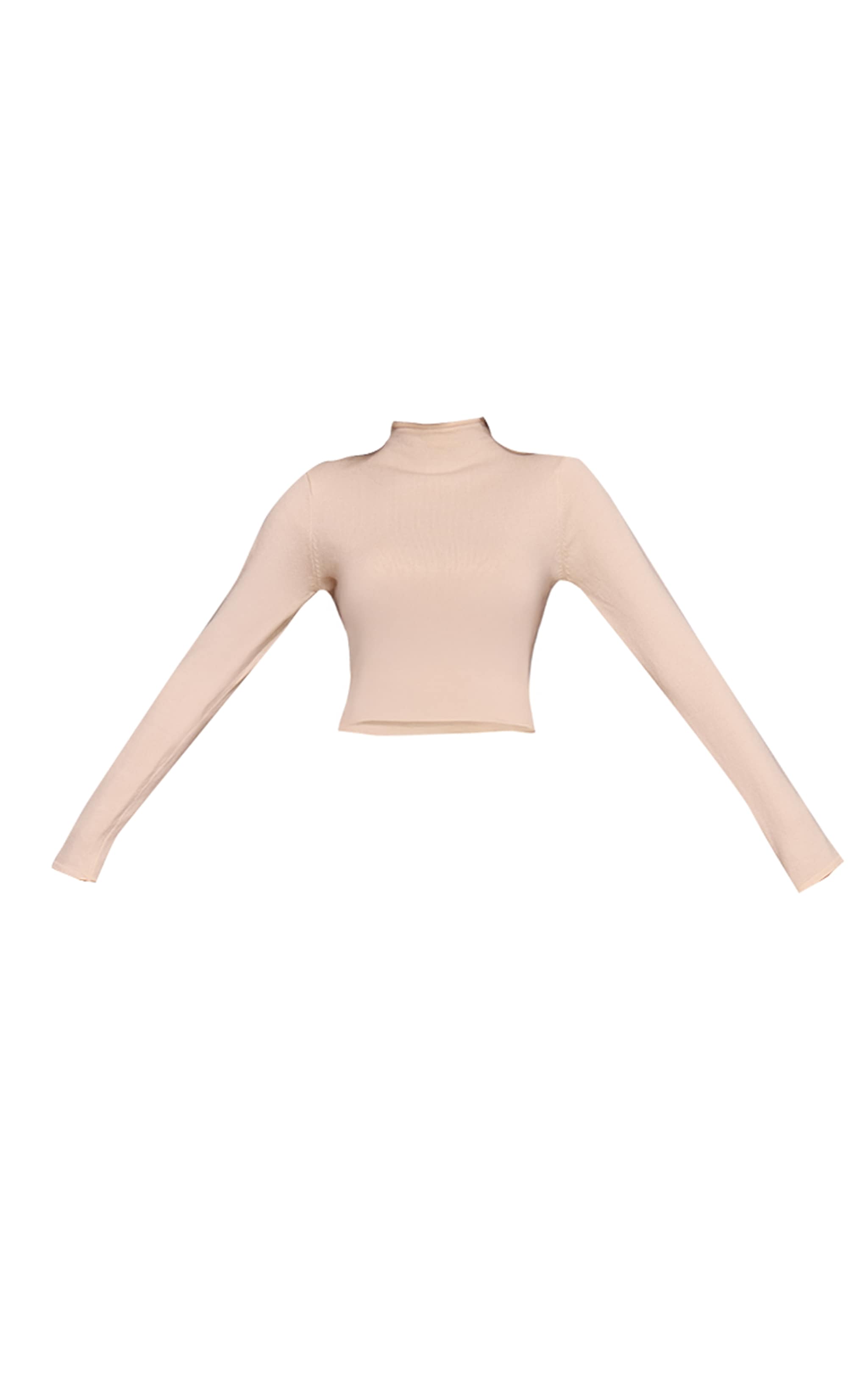 Pull en maille tricot fine crème à col montant image 5